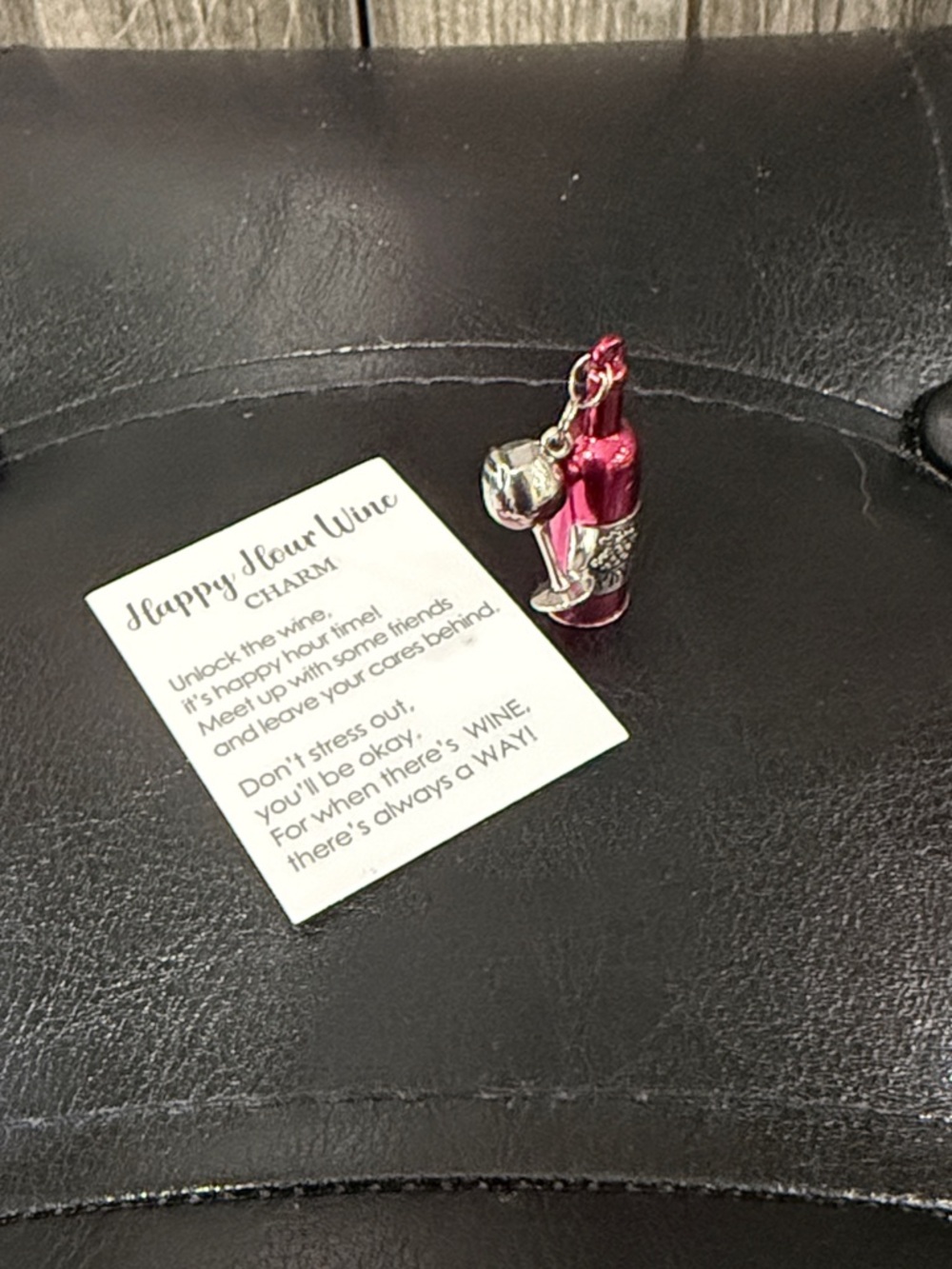 New Ganz Tiny Little Happy Hour Wine Pocket Token Charm & Inspiration Card